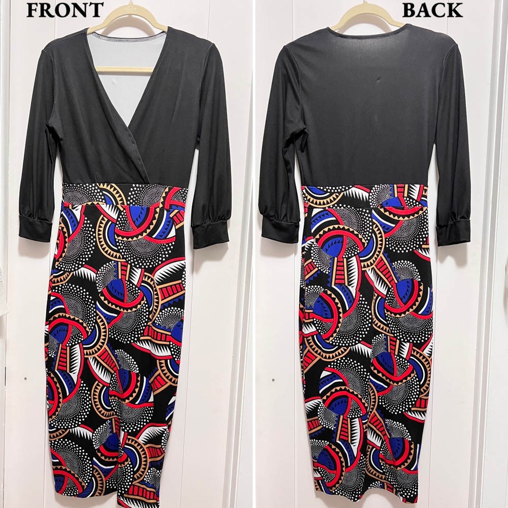 Black Multicolored Print Women’s Dress | S